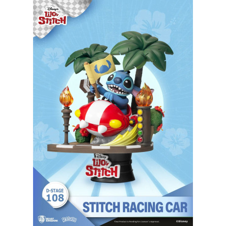 Figurine - Disney - D-Stage 108 - Stitch Racing Car 14 cm - Beast Kingdom Toys